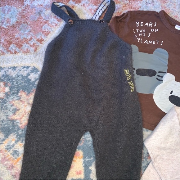 Zara Baby Boy Knit Bundle Overalls Mock Neck Sweater and Top Size 12-24 Mos - Picture 5 of 8